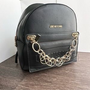 Love Moschino black detachable pocket backpack with chain